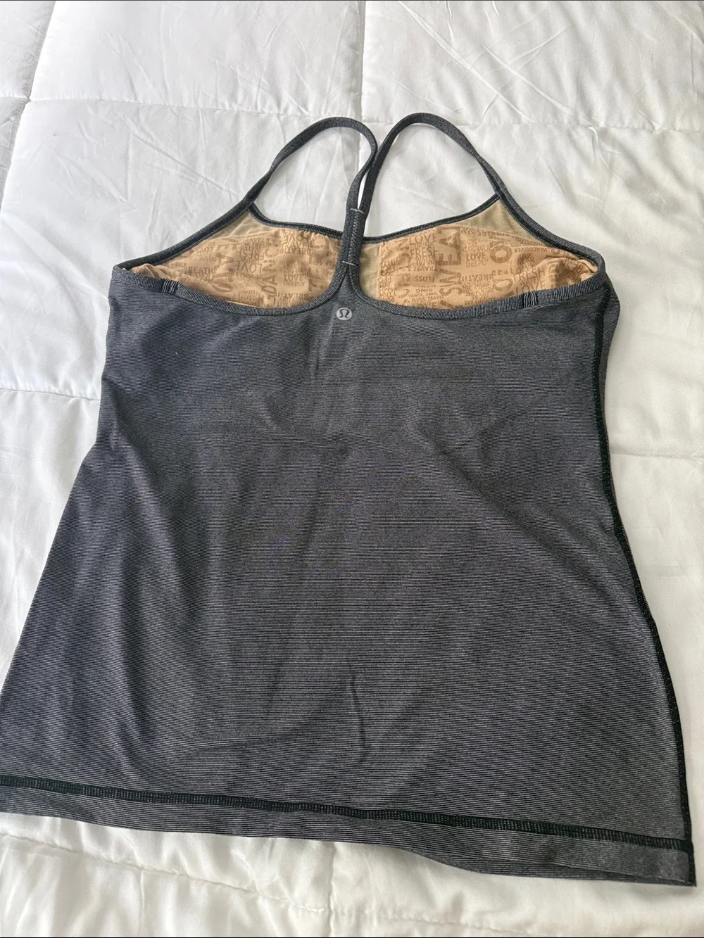 lululemon athletica Black Tank with Tan Lining Built-in Bra no pads 10